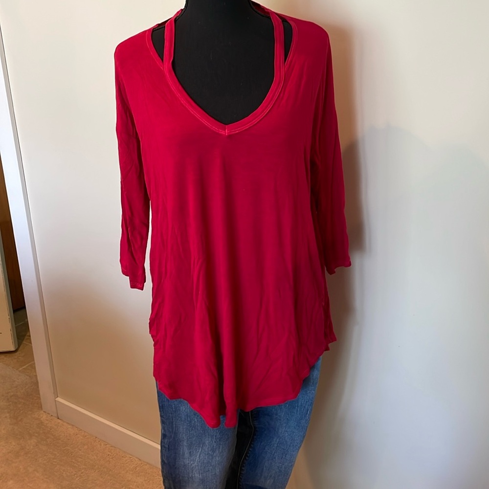Michael Stars OS red cut out top.